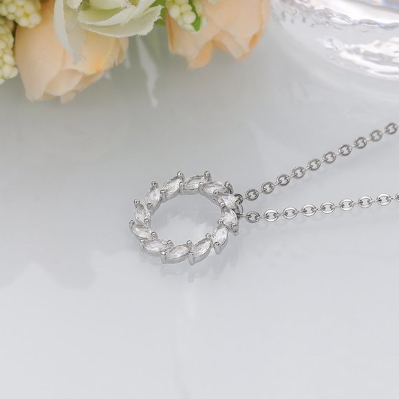 ✨ Simple Shiny Hollow Round Many Marquis CZ Necklace for Women, EVGG1108 - Picture 5 of 6